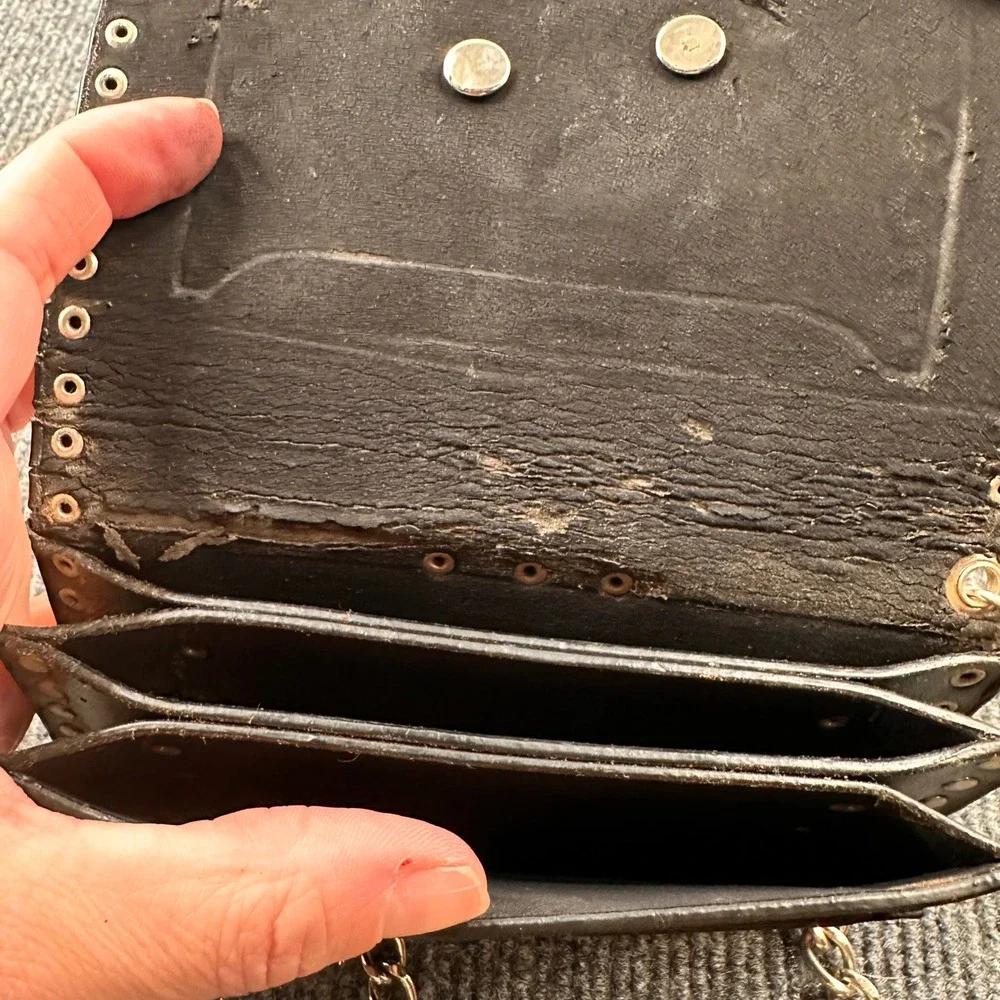Harley Davidson Trucker Wallet Studded Eagle Biker Black 90s Casual READ